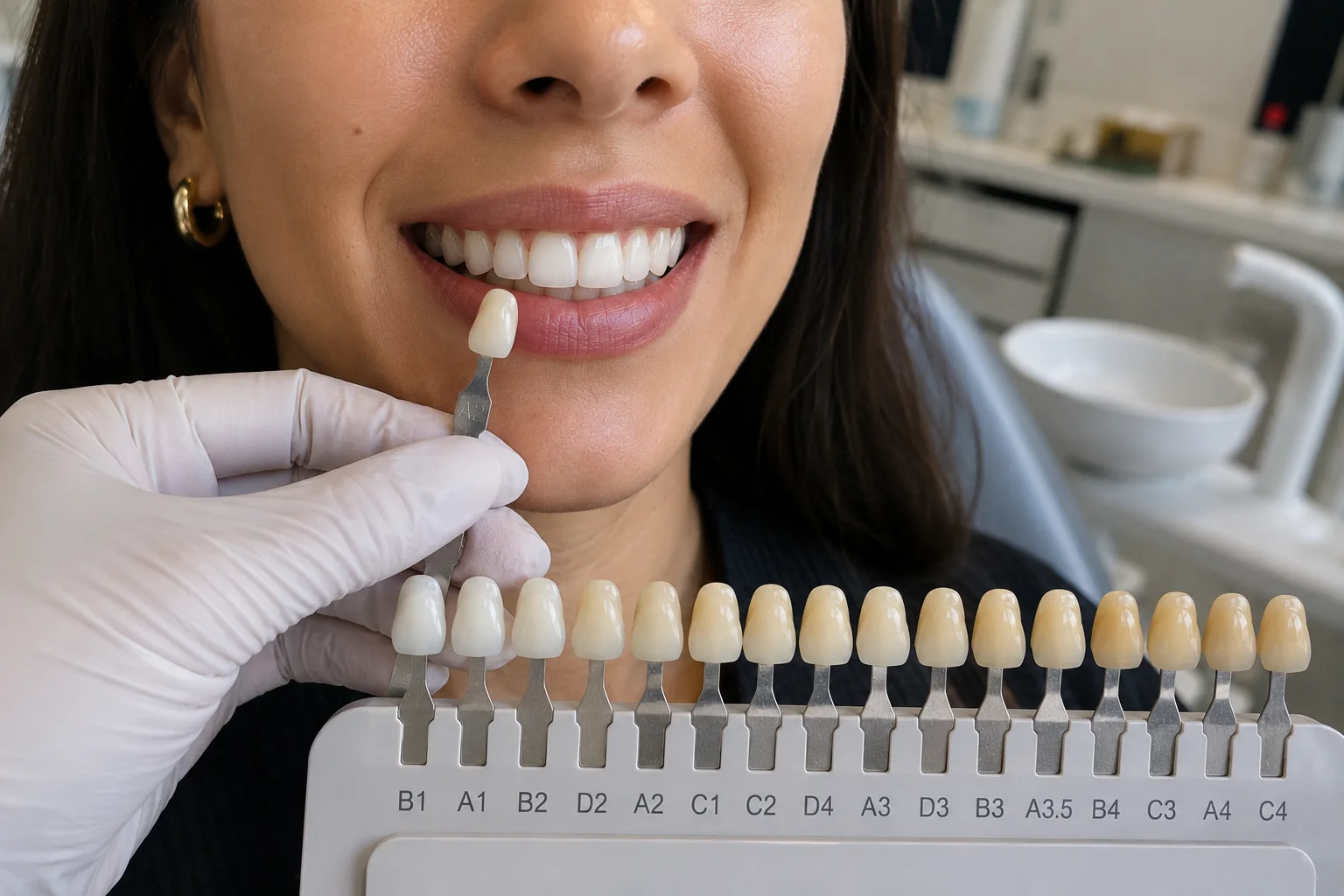 Resultado comparativo de clareamento dental